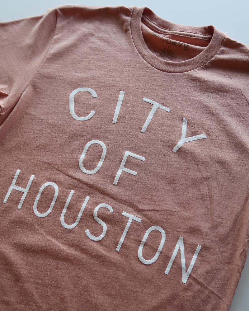 The City of Houston Tee (Unisex Ash Pink/White)