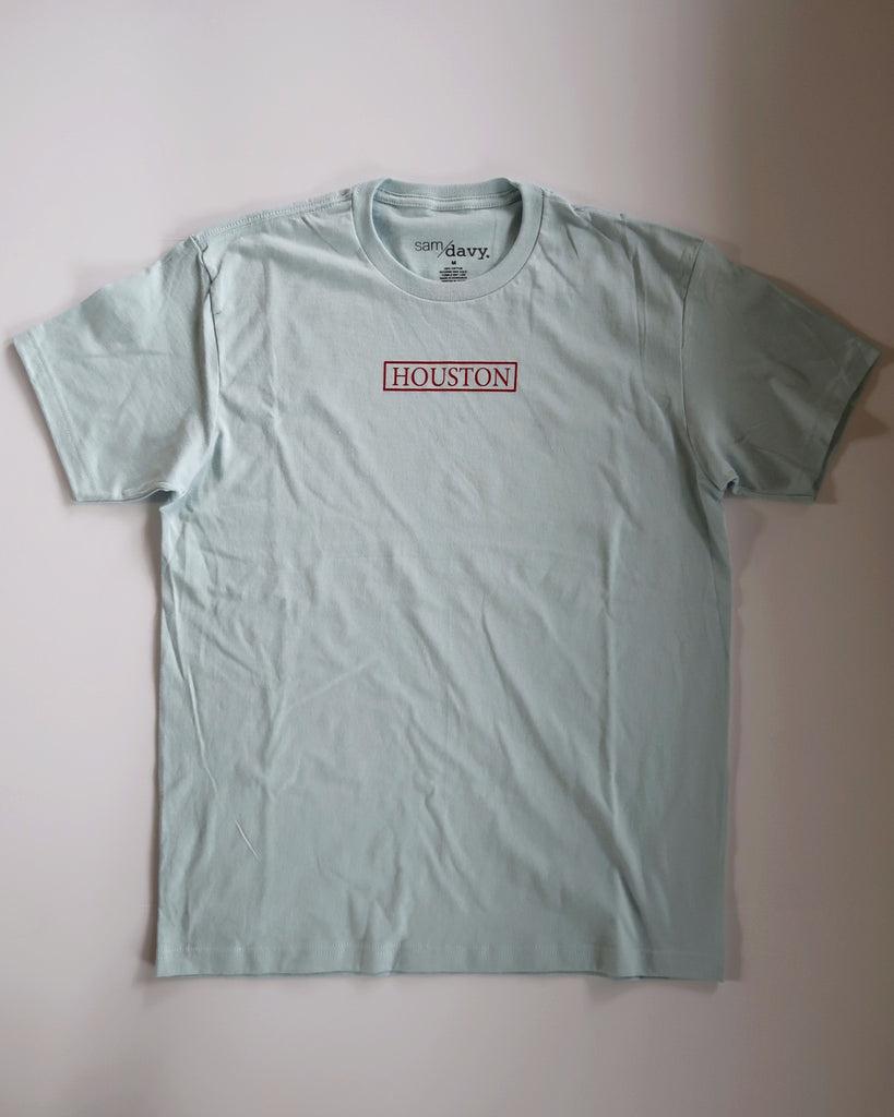 The Houston Stamp Tee (Sky Blue/Red)