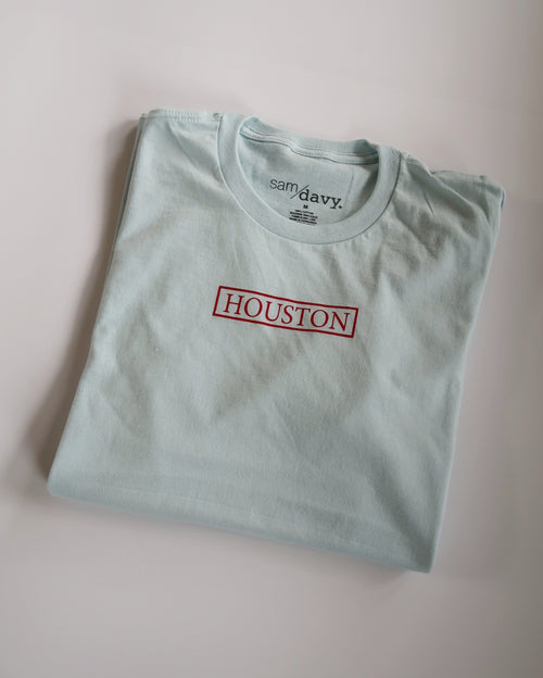 The Houston Stamp Tee (Sky Blue/Red)