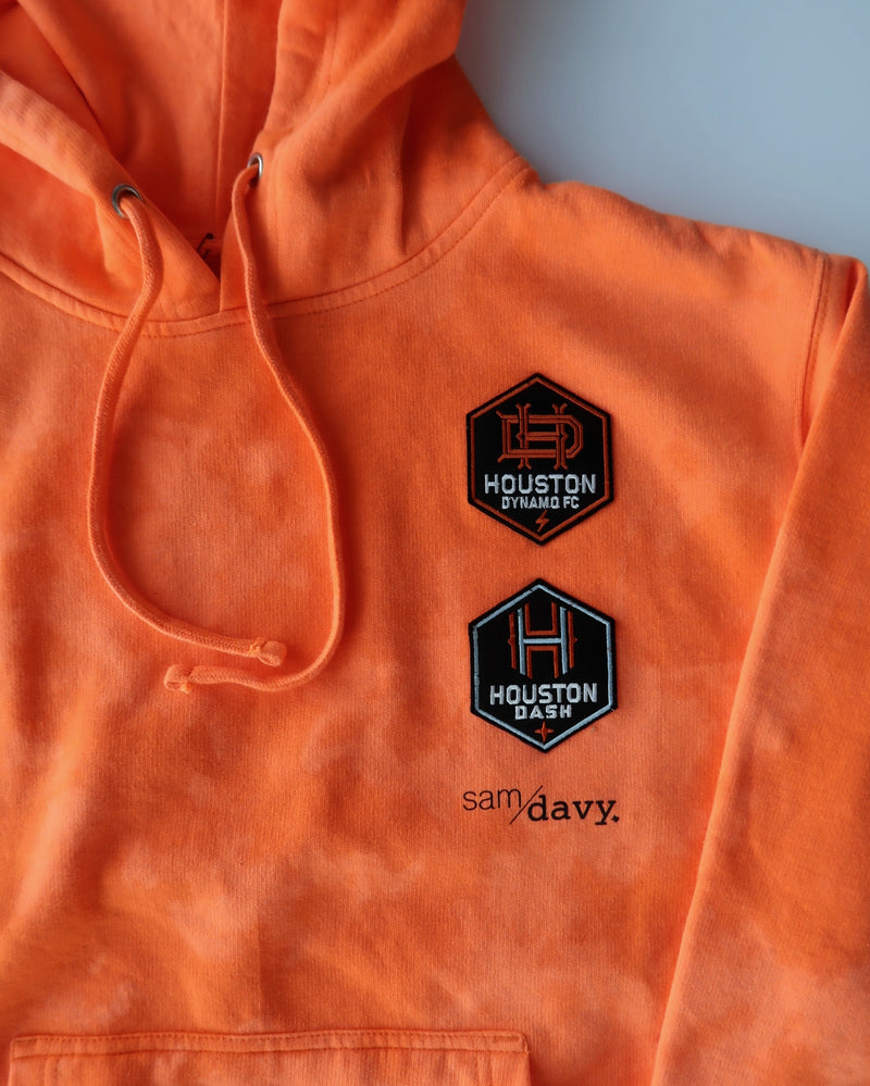 The Sam & Davy & Houston Dynamo and Dash Reverse Dye Hoodie (Unisex Orange)