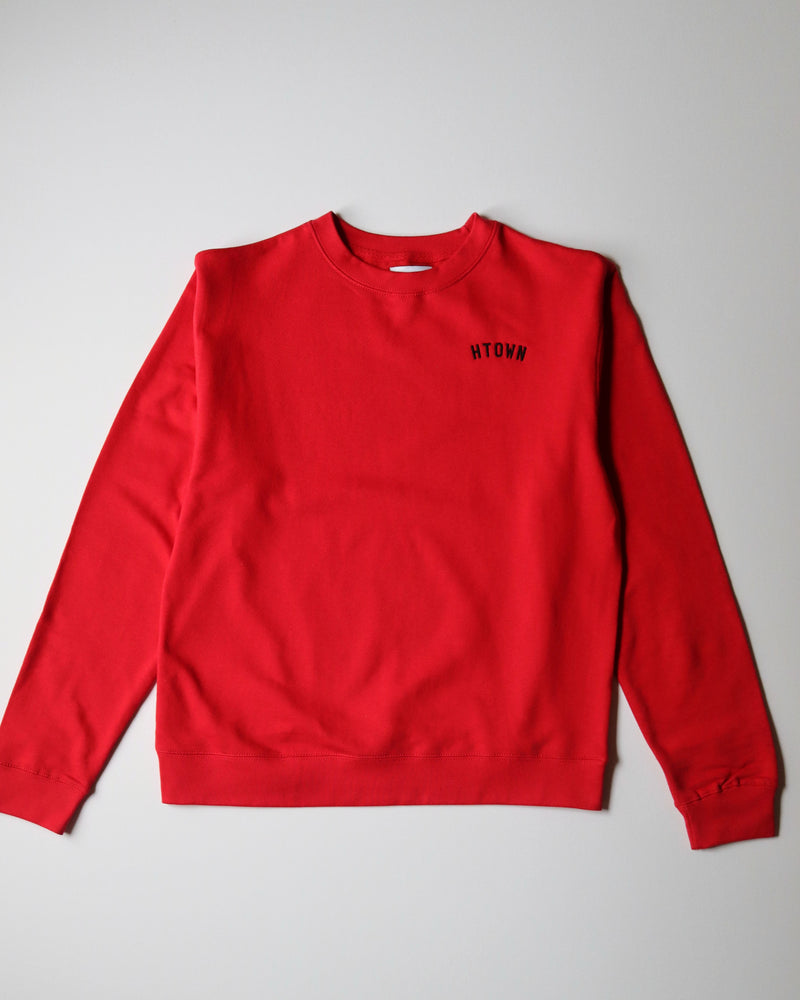 The HTOWN Embroidered Crewneck (Unisex Red/Black)