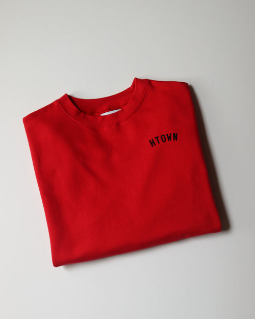 The HTOWN Embroidered Crewneck (Unisex Red/Black)