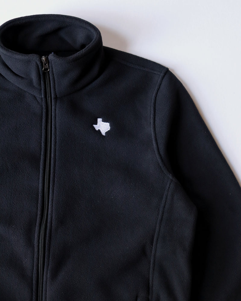 The Texas Embroidered Fleece Jacket (Unisex Black/White)