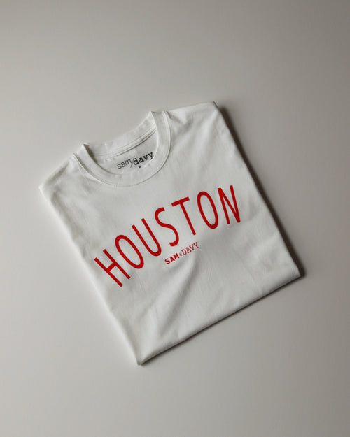 The Houston Tee (White/Red)