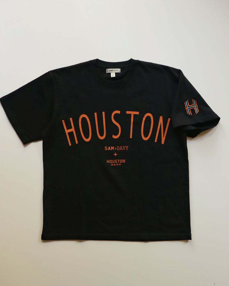 Sam & Davy for the Houston Dash Drop-Shoulder Tee (Black/Orange)