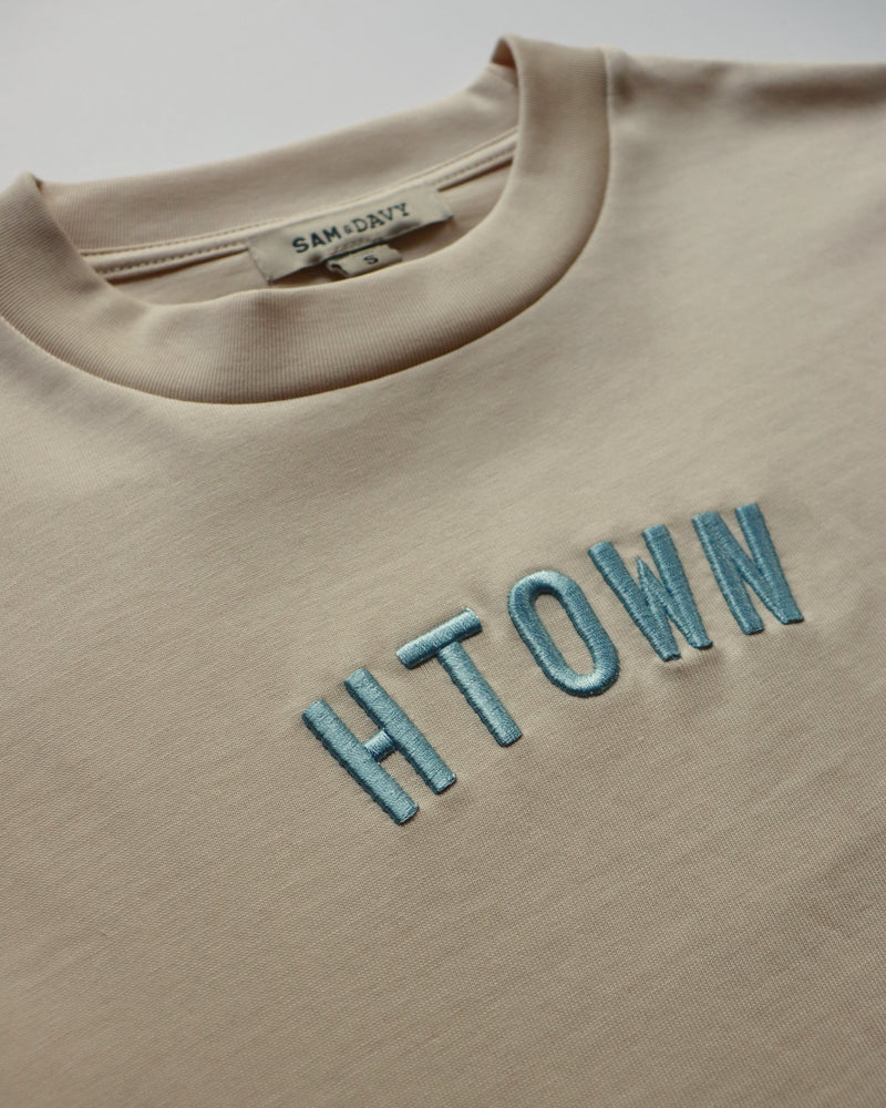 Sam & Davy for the Houston Dash Embroidered Tee (Beige/Sky Blue)