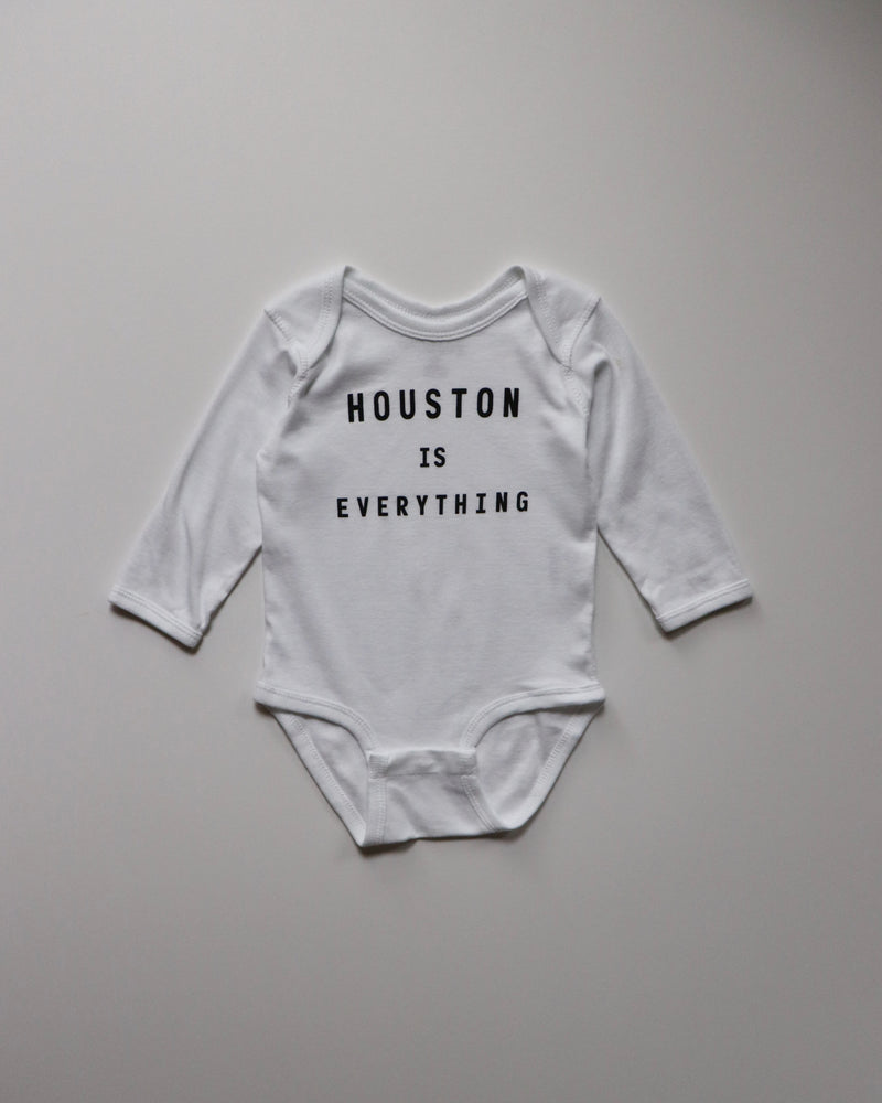 The Houston is Everything Long Sleeve Onesie (White/Black)