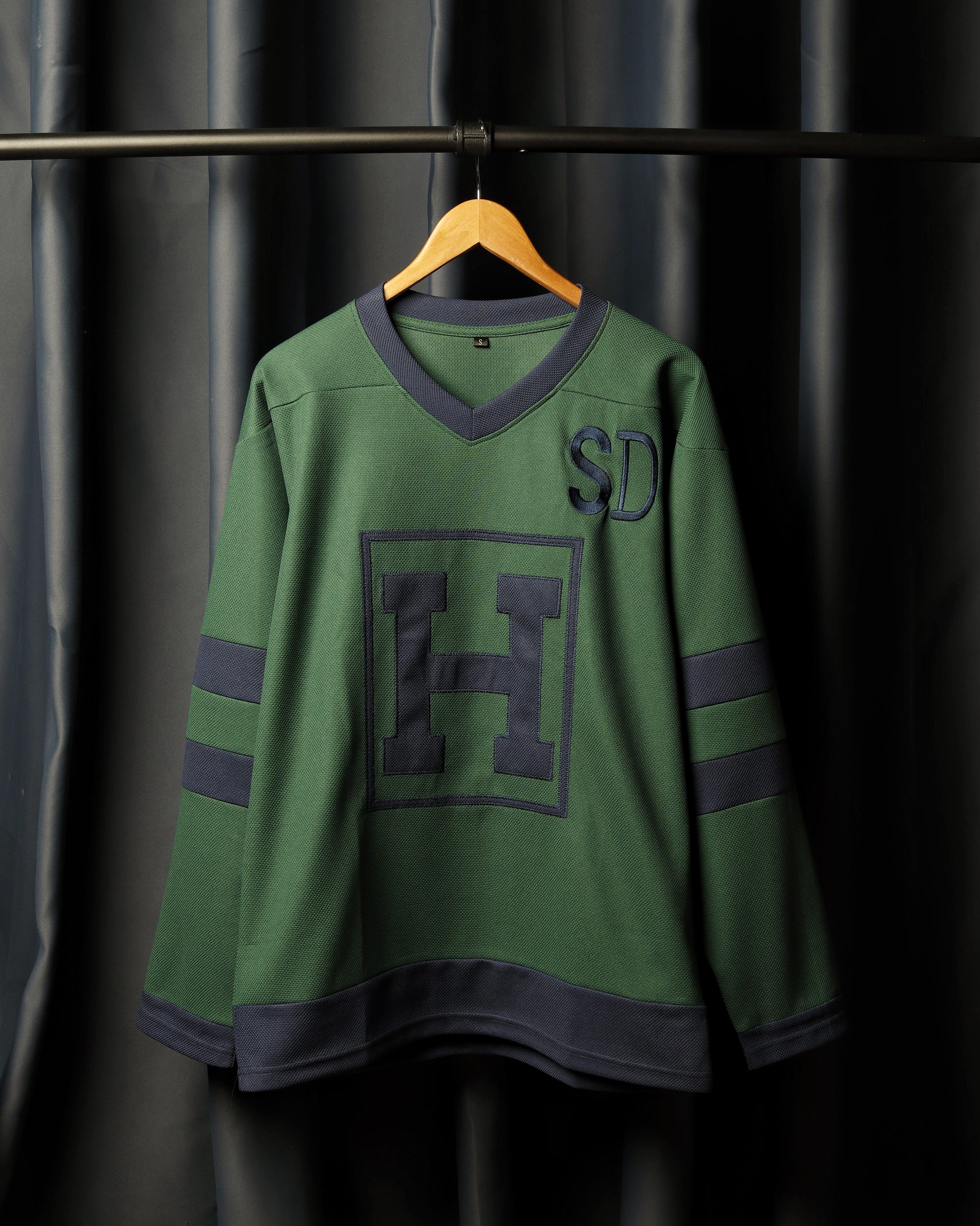  HSX Tees Customize Green/Navy/Light Blue Hockey Jersey