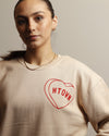 HTOWN Candy Heart French Terry Crewneck (Unisex Tan)
