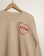 HTOWN Candy Heart French Terry Crewneck (Unisex Tan)
