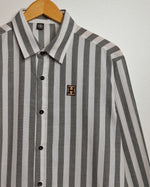 The H Long Sleeve Button-Up (Sage Green/White Stripes)