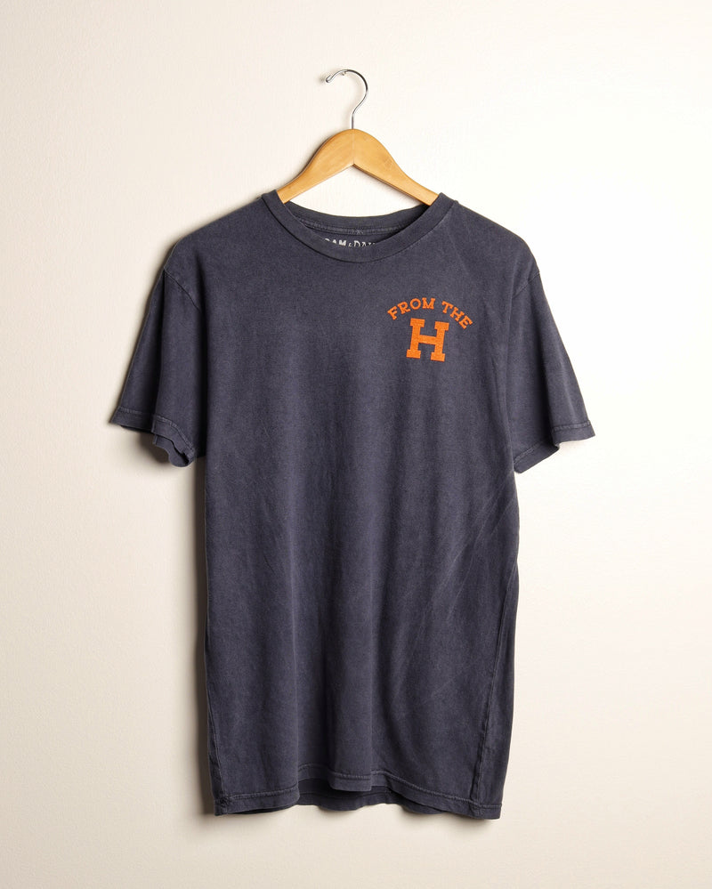 From the H Vintage-washed Tee (Navy/Orange)