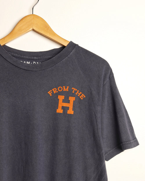 From the H Vintage-washed Tee (Navy/Orange)