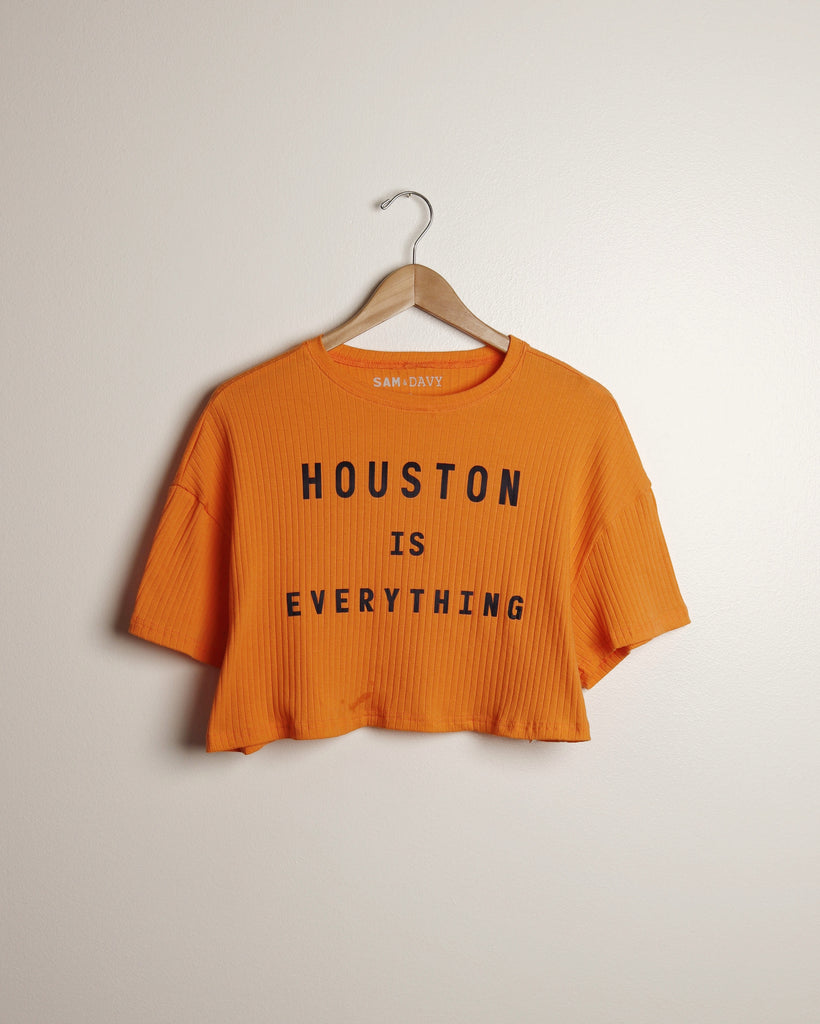Houston is Everything Oversized Drop-Shoulder Crop (Tangerine/Navy)