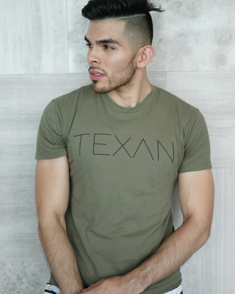 The Texan Pencil Tee (Unisex Military Green/Black)